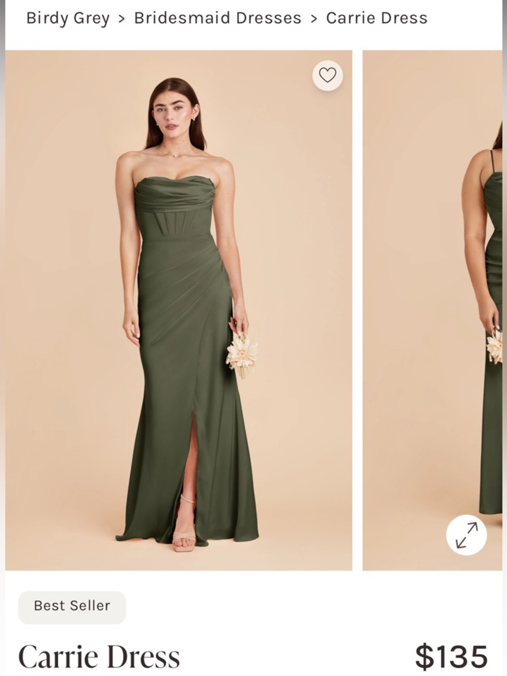 Birdy Grey Strapless Olive Green Formal Gown
